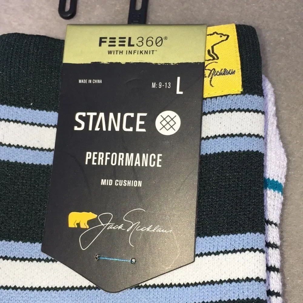 New stance feel 360 mens new Jack Nicklaus Augusta Champion full knit crew socks